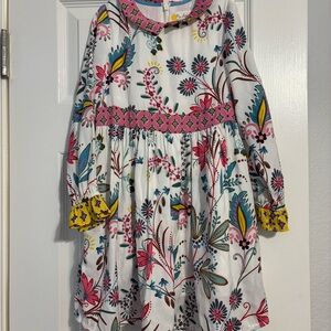 Floral Kids Dress with Pink and Yellow Accents